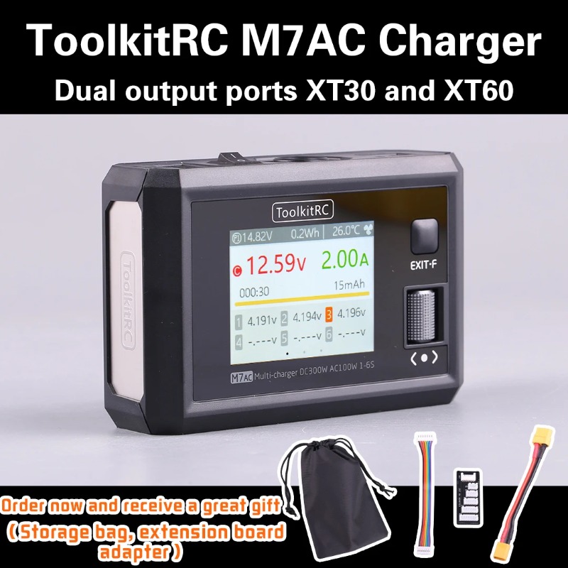 Drone Battery Balance Charger - NUOVO ToolkitRC M7AC AC 100W /