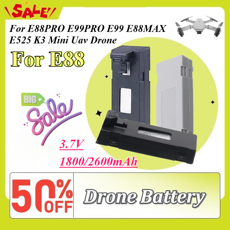 Drone Battery Li-Ion - Batteria di Ricambio 3.7V 1800/2600mAh per