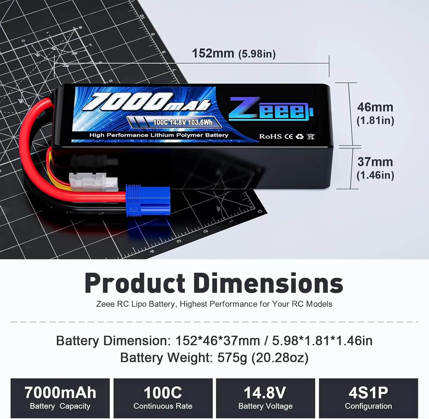 Zeee 4S 7000mAh FPV Drone Lipo - Drone Battery 4S recensione e prezzo
