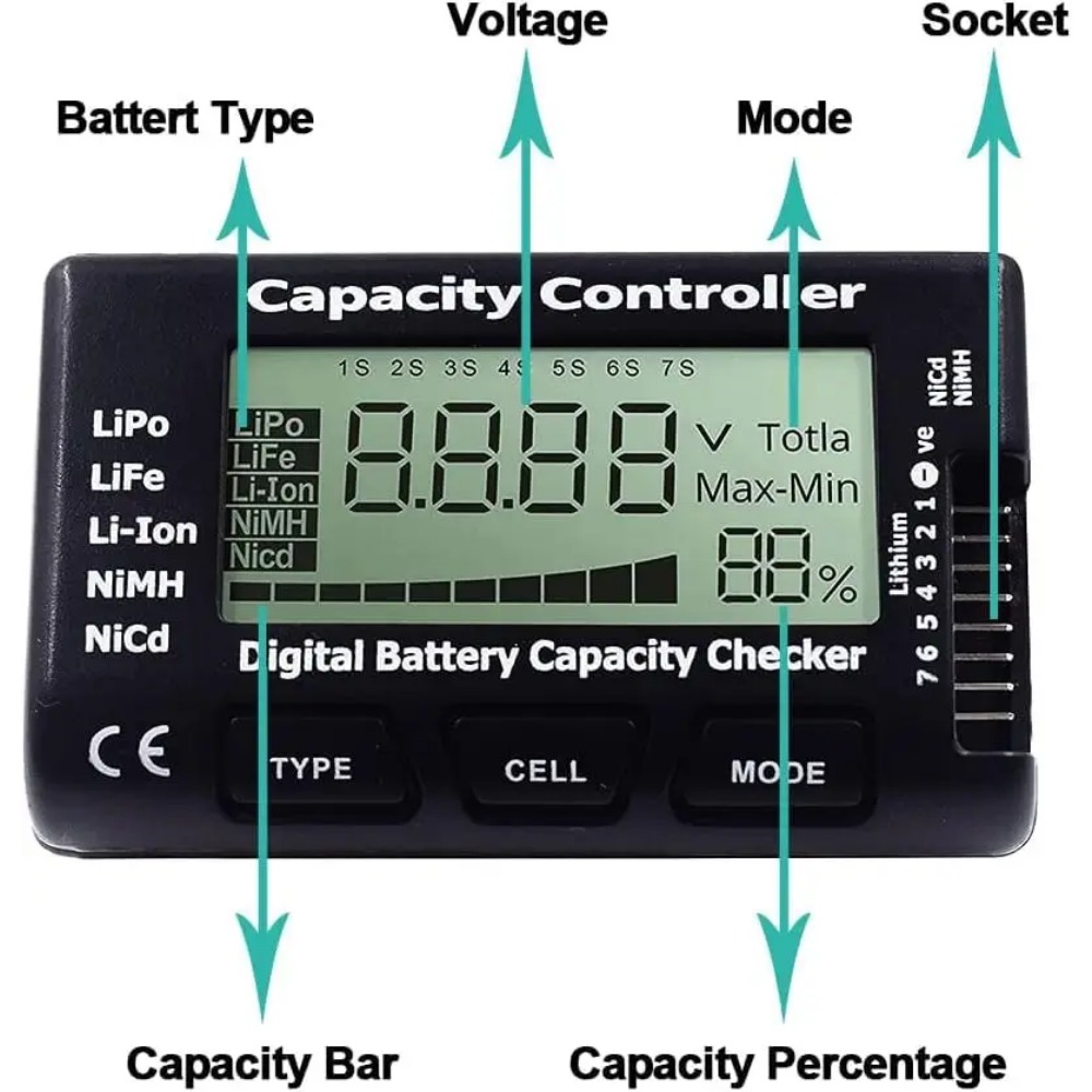 Tester Digitale Portatile di A - Drone Battery Voltage Checker recensione e prezzo